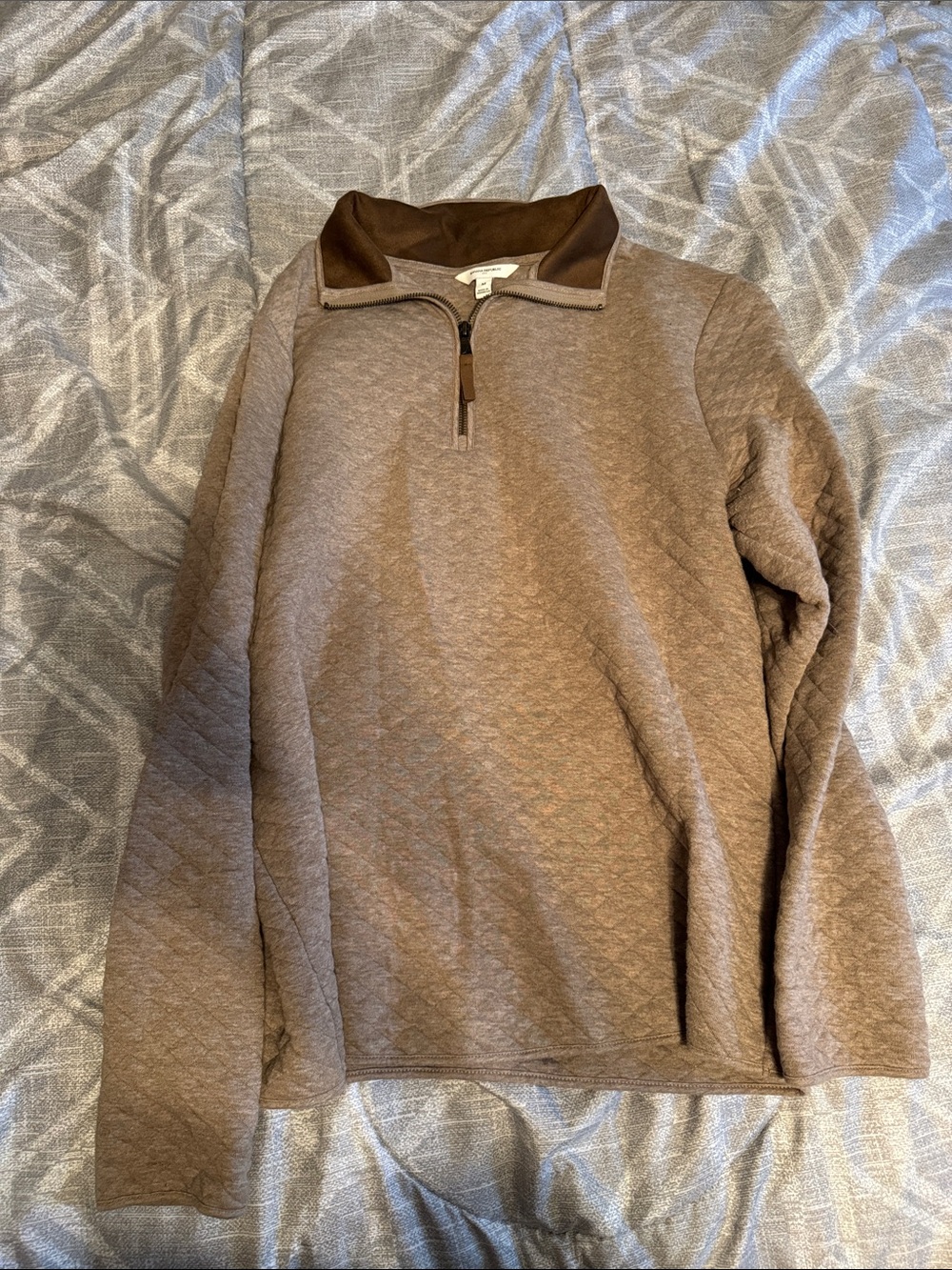 Banana Republic Men's Brown Zip-Front Quilted Pullover
